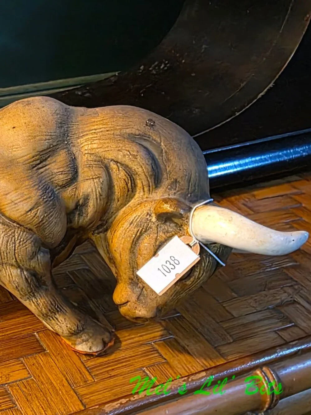 Vintage MCM Bull Figurine Japan Matte Glaze Glossy Horns Napcoware